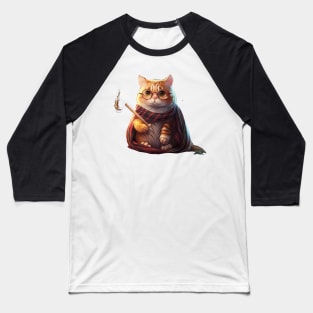 Cute Wand Wizard Cat Baseball T-Shirt